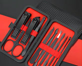 10-Piece Black Nail Clipper Set β Professional Grooming Kit with Travel Case