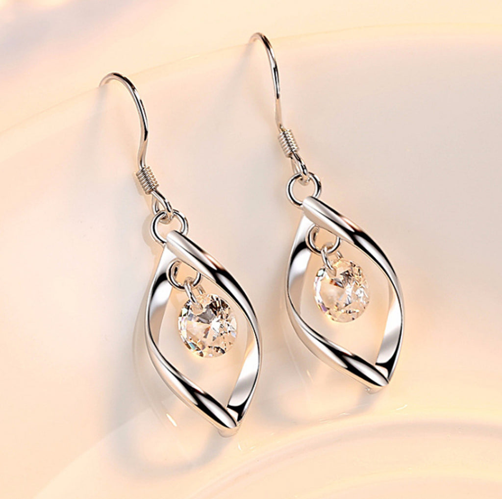 Zircon Reduction Silver Earrings – Elegant Shiny Women’s Jewelry