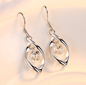 Zircon Reduction Silver Earrings – Elegant Shiny Women’s Jewelry