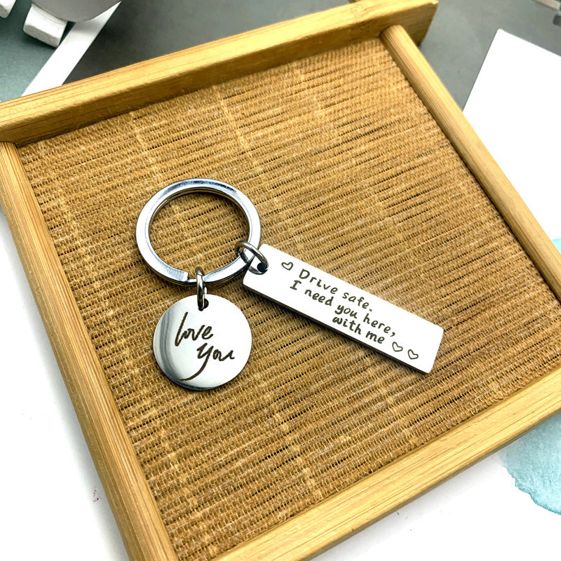 Creative Safe Driving Stainless Steel Lettering Keychain Gift
