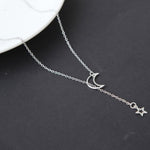 Simple Moon & Star Necklace – Short Clavicle Chain Jewelry