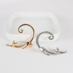Punk Style Cat Earring – Black Stud with Ear Cuff for Women