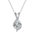 Silver necklace with a diamond pendant on a white background