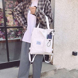 Harajuku Canvas Student Bag – Preppy Shoulder Backpack for Women
