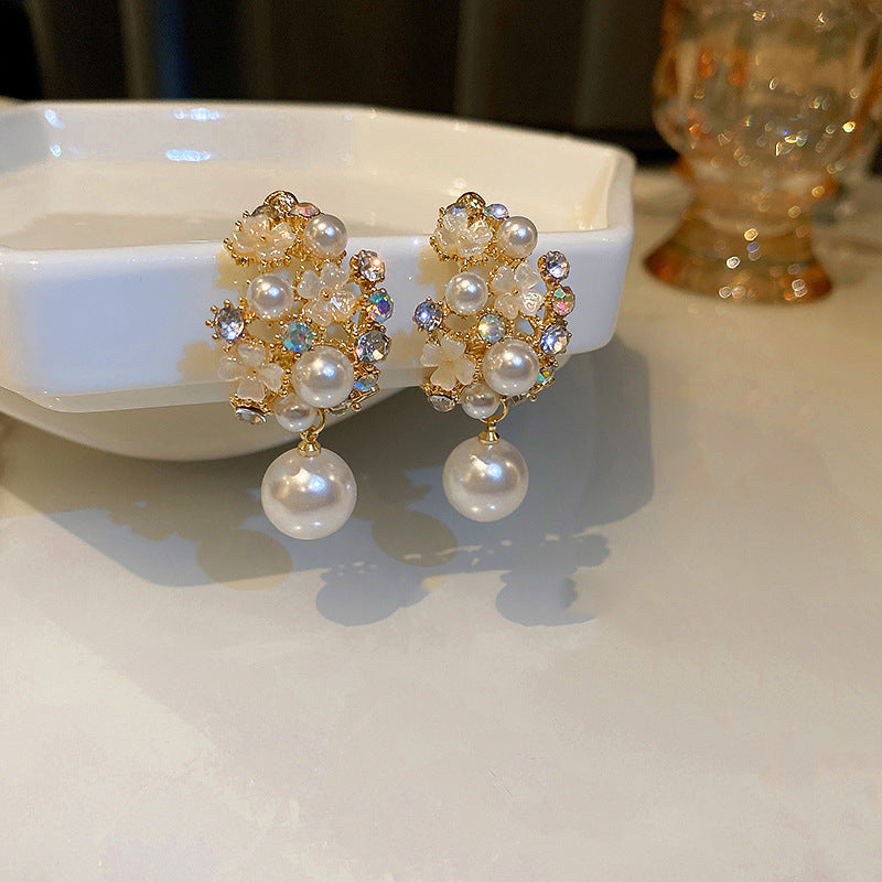 French Style Personalized Pearl Flower Earrings – Elegant Fashion Jewelry