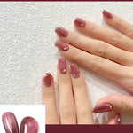 Milk Tea Crystal Stone Cat Eye Nail Polish – Shimmering, Long-Lasting Effect