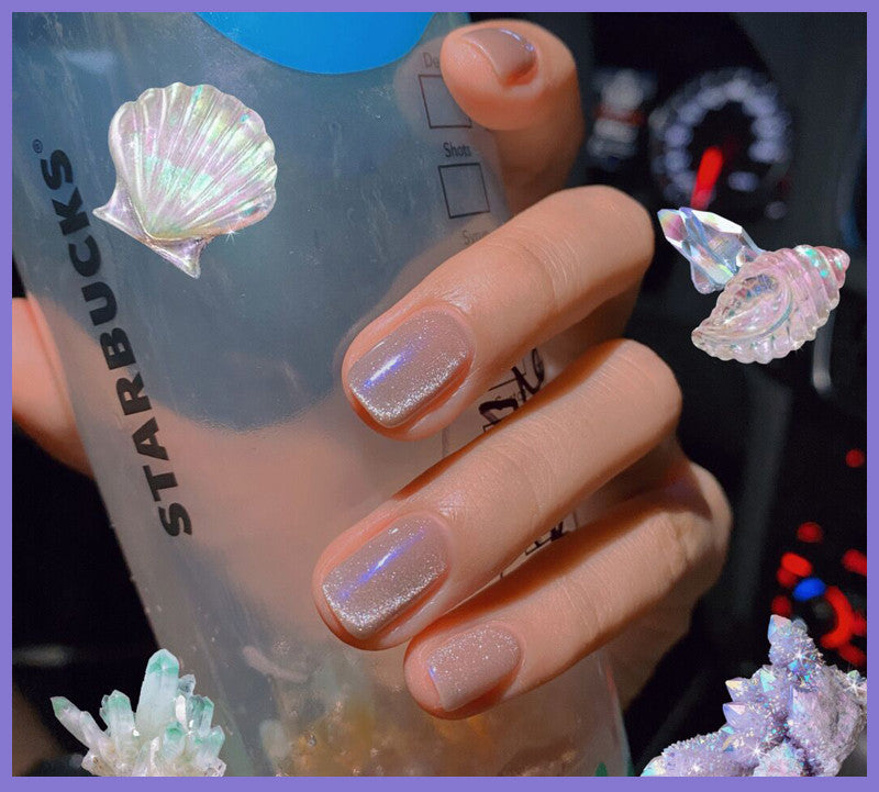 Milk Tea Crystal Stone Cat Eye Nail Polish – Shimmering, Long-Lasting Effect