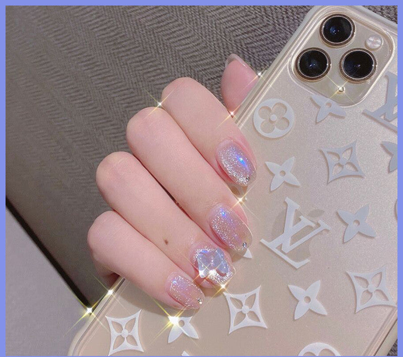 Milk Tea Crystal Stone Cat Eye Nail Polish – Shimmering, Long-Lasting Effect