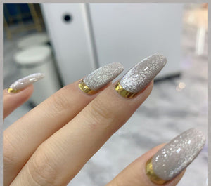 Milk Tea Crystal Stone Cat Eye Nail Polish – Shimmering, Long-Lasting Effect