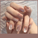Milk Tea Crystal Stone Cat Eye Nail Polish – Shimmering, Long-Lasting Effect