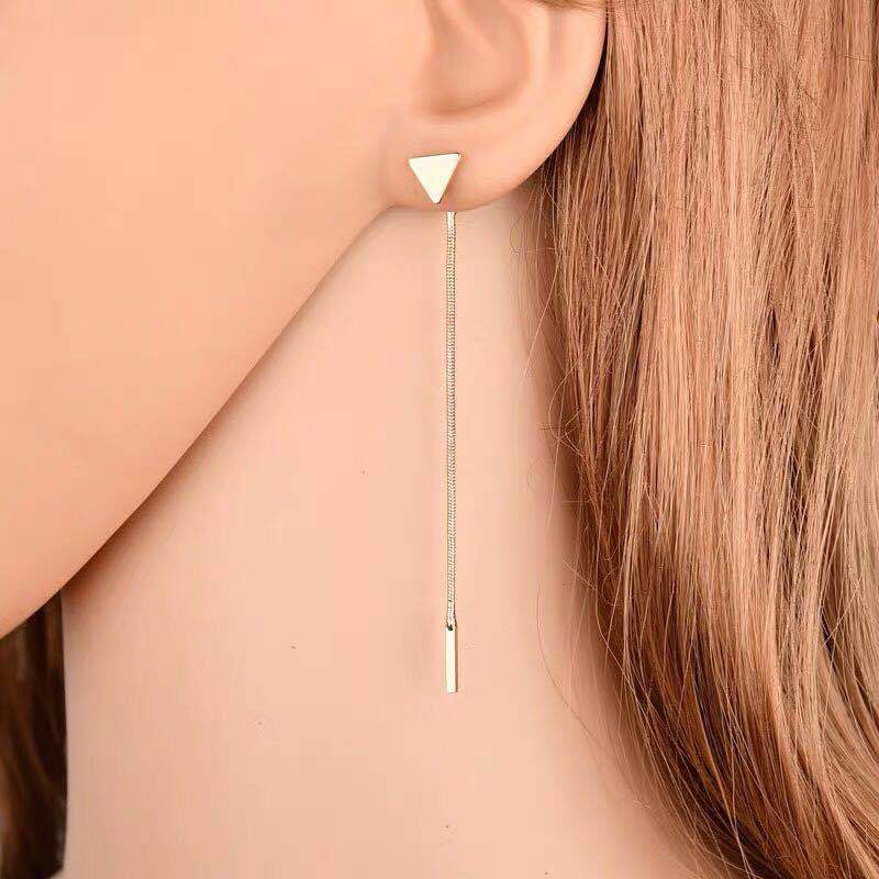 Long Triangle Tassel Earrings – Small Stylish Women’s Jewelry
