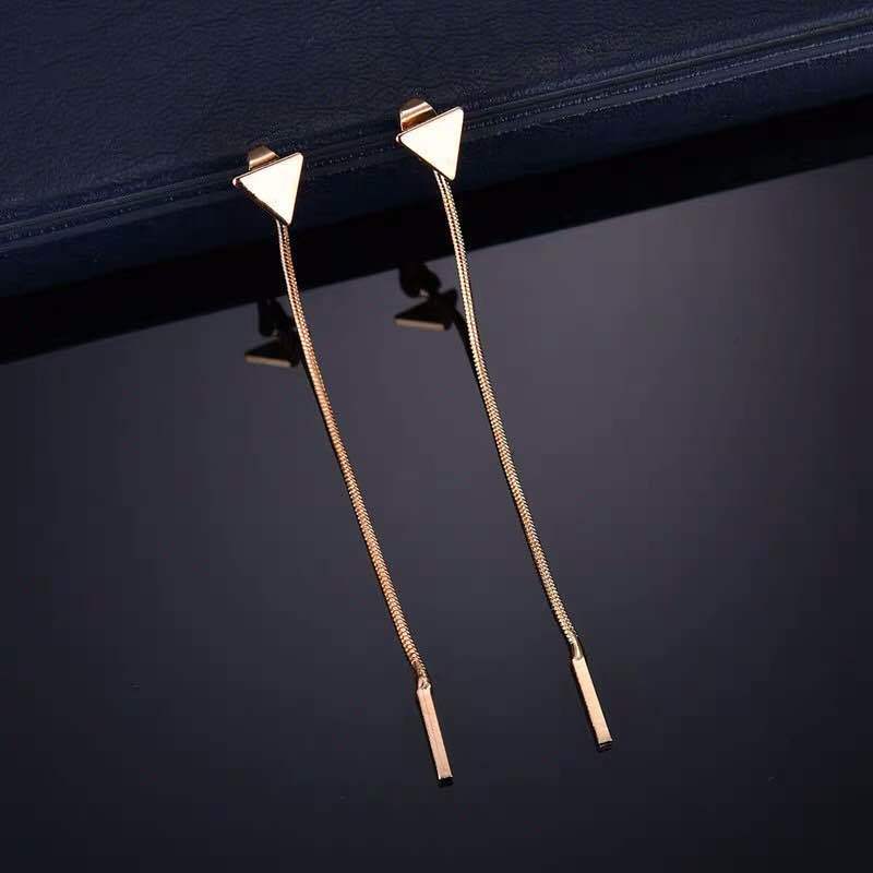 Long Triangle Tassel Earrings – Small Stylish Women’s Jewelry