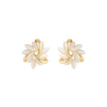 Cat’s Eye Flower Earrings – Opal Geometric Square & Triangle Design