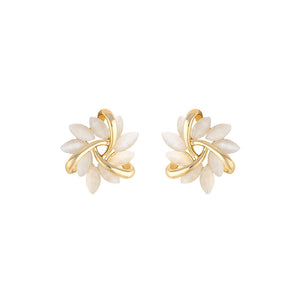 Cat’s Eye Flower Earrings – Opal Geometric Square & Triangle Design