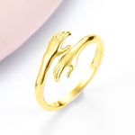 Alloy Hands Hug Ring – Adjustable Simple Jewelry for Women
