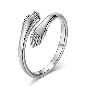 Alloy Hands Hug Ring – Adjustable Simple Jewelry for Women