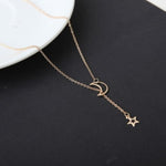 Simple Moon & Star Necklace – Short Clavicle Chain Jewelry