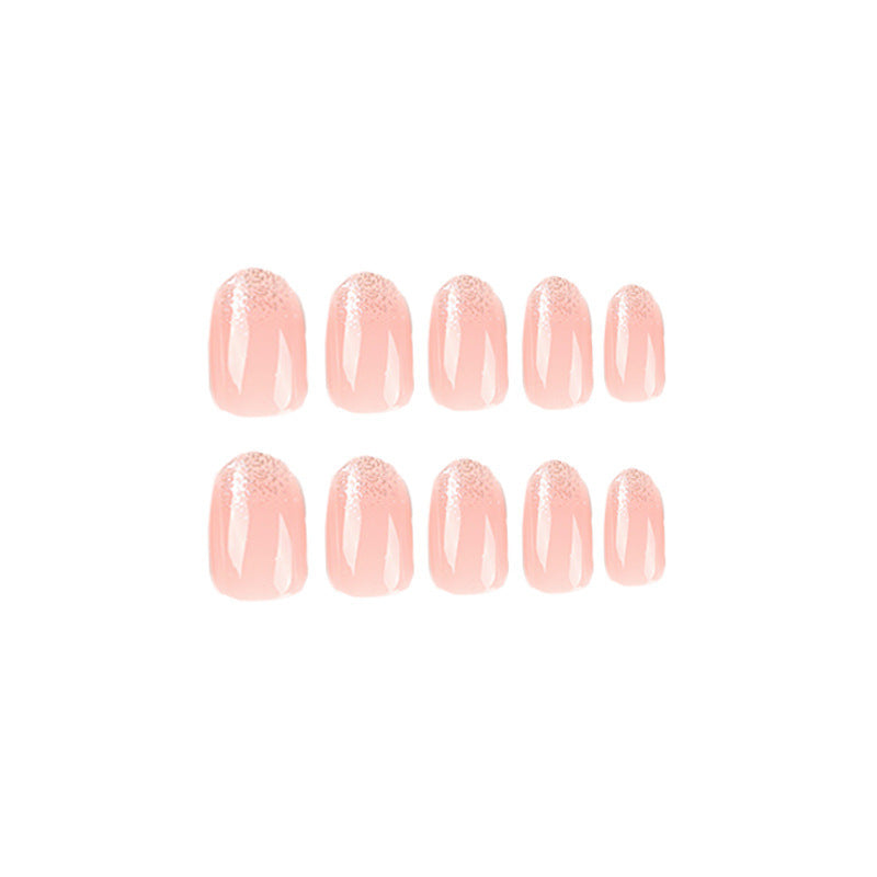Short Oval Glitter French Nails – Ready-to-Wear Finished Nail Set