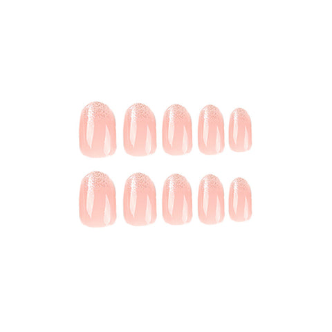 Short Oval Glitter French Nails – Ready-to-Wear Finished Nail Set