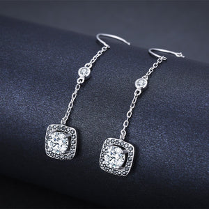 Light Luxury Long Zircon Earrings – Copper-Plated Elegant Jewelry for Women