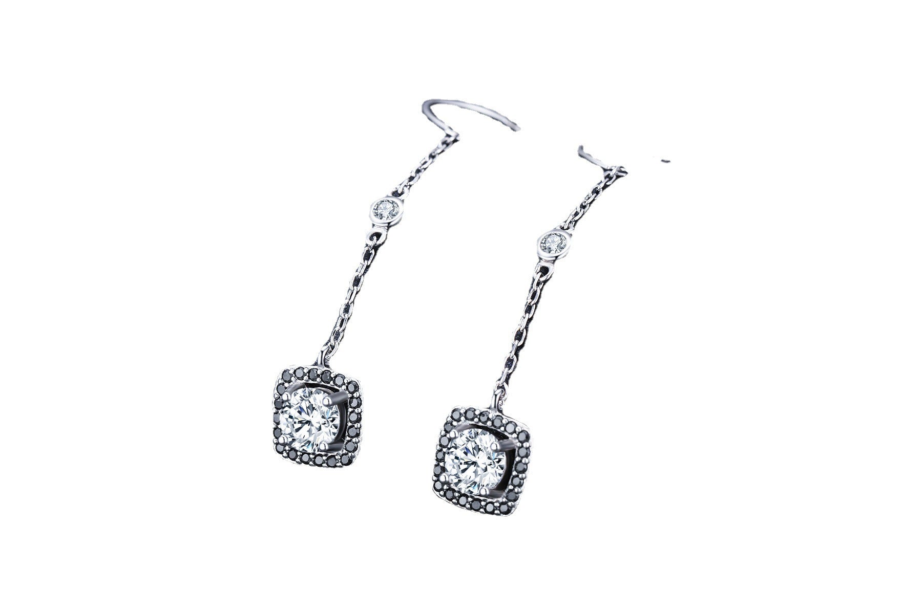 Light Luxury Long Zircon Earrings – Copper-Plated Elegant Jewelry for Women