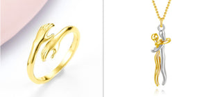 Alloy Hands Hug Ring – Adjustable Simple Jewelry for Women