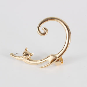 Punk Style Cat Earring – Black Stud with Ear Cuff for Women