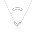 Silver necklace with a V-shaped pendant on a white background