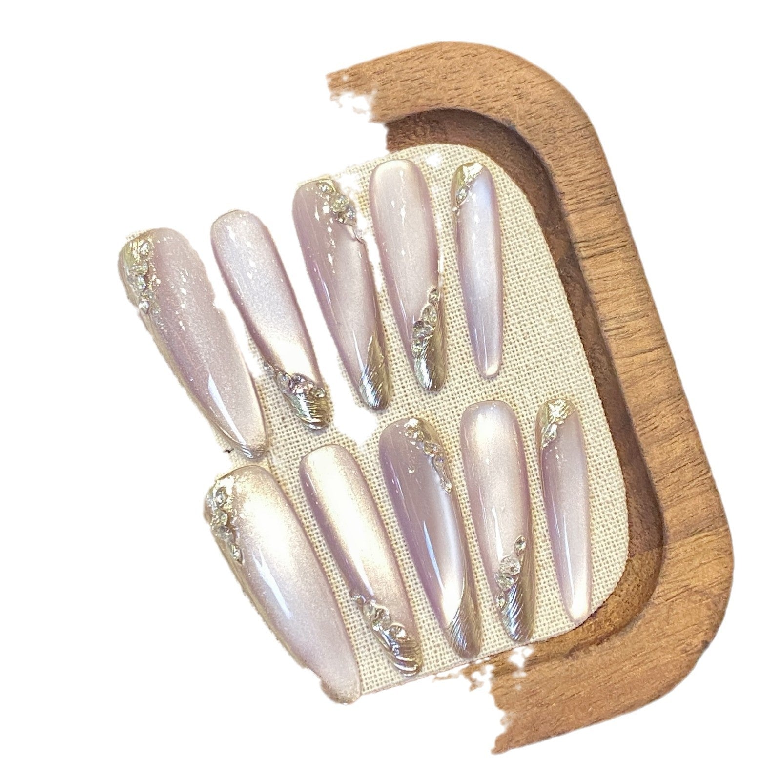French Gradient Rhinestone Removable Wearable False Nails – Elegant Nail Armor