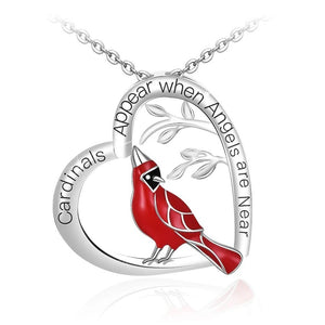 Creative Heart-Shaped Cardinal Pendant Necklace – Party & Gift Jewelry