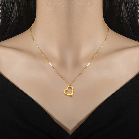 Simple Love Heart Bracelet & Real Gold Necklace – Women’s Jewelry