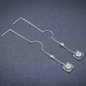 Light Luxury Long Zircon Earrings – Copper-Plated Elegant Jewelry for Women