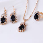 Water Drop Rhinestone Necklace, Earrings & Ring Set – Elegant Jewelry
