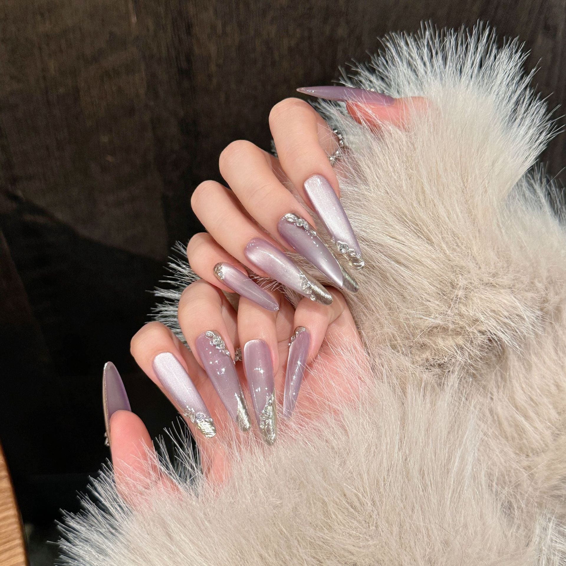 French Gradient Rhinestone Removable Wearable False Nails – Elegant Nail Armor