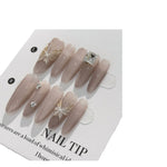 Handmade Long Ice-Transparent False Nails – 3D Butterfly Hand-Painted Design