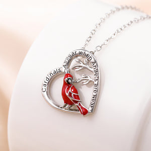 Creative Heart-Shaped Cardinal Pendant Necklace – Party & Gift Jewelry