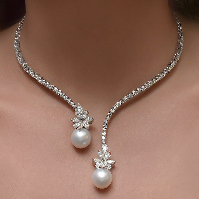 Vintage Pearl Zircon Necklace – Elegant Fashion Jewelry for Women