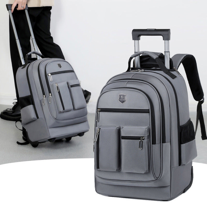 Ultra-Light Trolley Backpack – Large Capacity Single-Wheel Travel Bag
