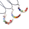 Crystal Stone Seven Chakras Moon Pentagram Necklace – Spiritual Jewelry