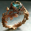 Rose Gold Branch Flower Ring – Blue Crystal Inlaid Women’s Jewelry