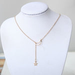 Simple Moon & Star Necklace – Short Clavicle Chain Jewelry