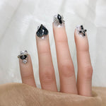 GGDDSHA Short Press On Nails – Midnight Stardust Gradient Handmade Nail Art