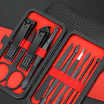 10-Piece Black Nail Clipper Set – Professional Grooming Kit with Travel Case