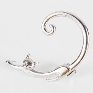 Punk Style Cat Earring – Black Stud with Ear Cuff for Women