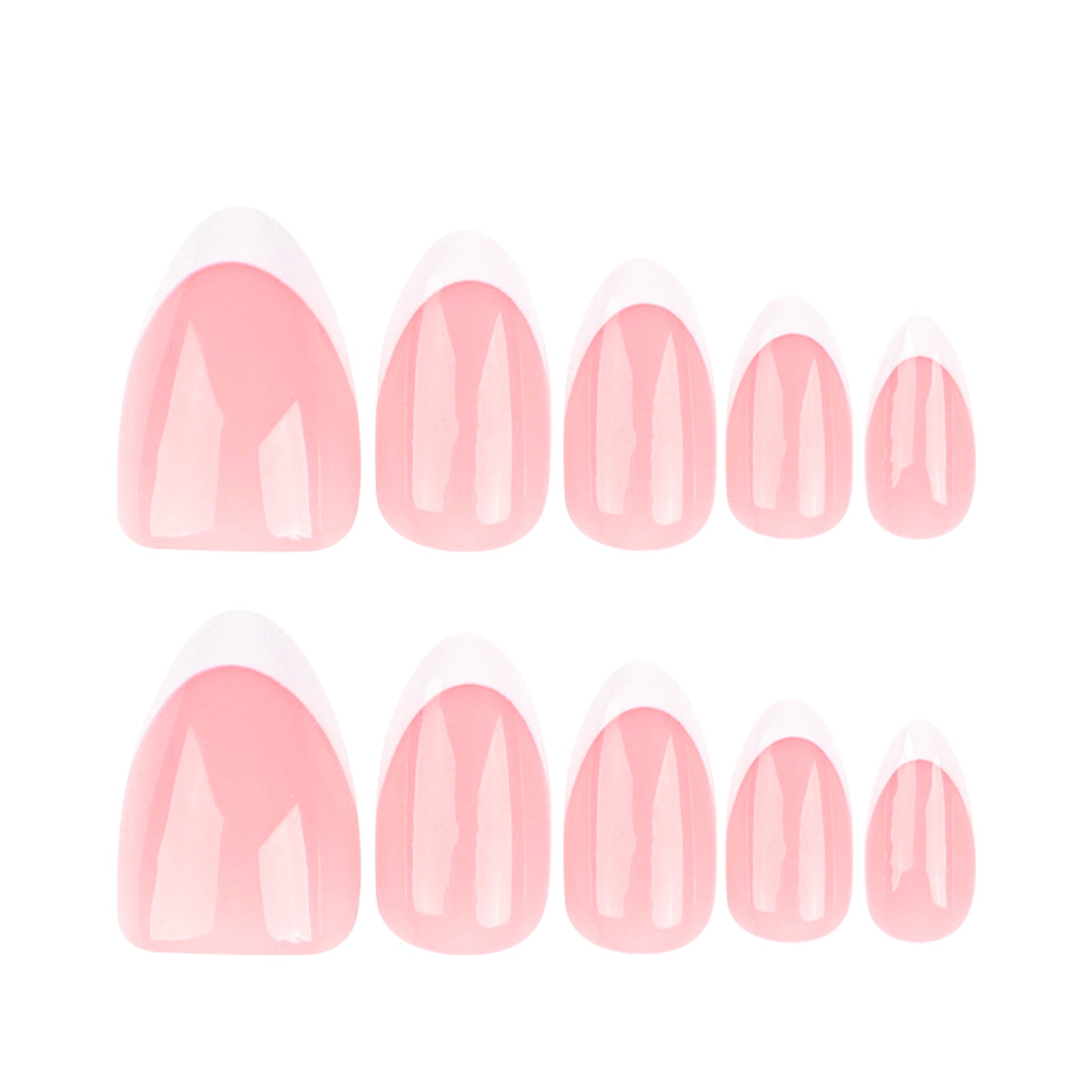 Set of pink nail art designs on a white background