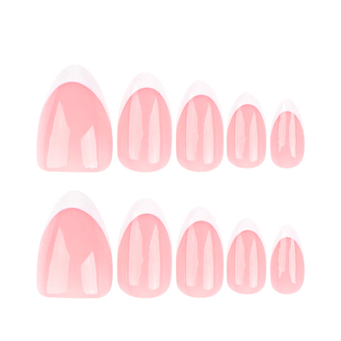 Set of pink nail art designs on a white background