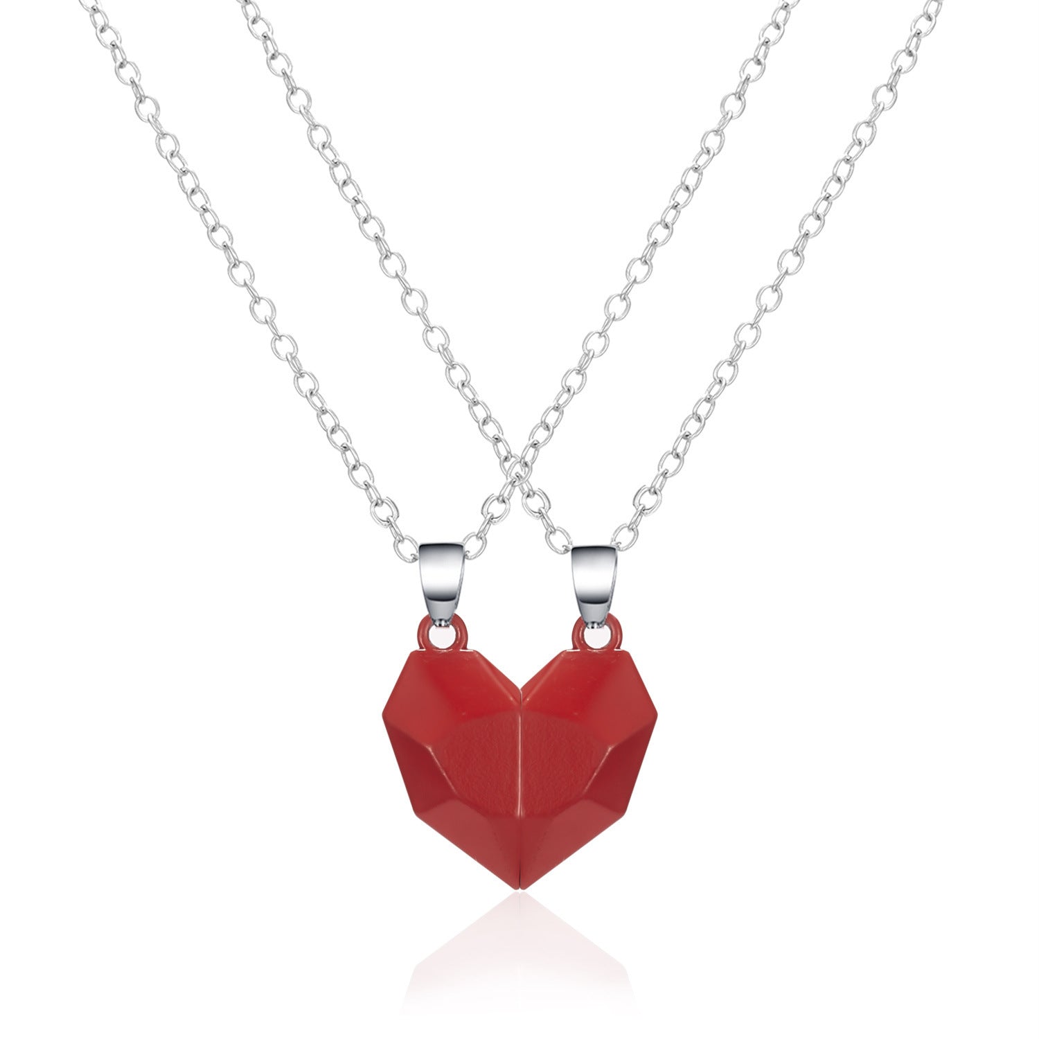 Minimalist Heart Pendant Necklace – Magnetic Couple Jewelry Gift