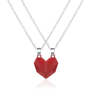 Minimalist Heart Pendant Necklace – Magnetic Couple Jewelry Gift