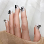 GGDDSHA Short Press On Nails – Midnight Stardust Gradient Handmade Nail Art