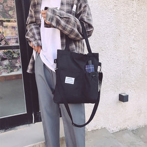 Harajuku Canvas Student Bag – Preppy Shoulder Backpack for Women